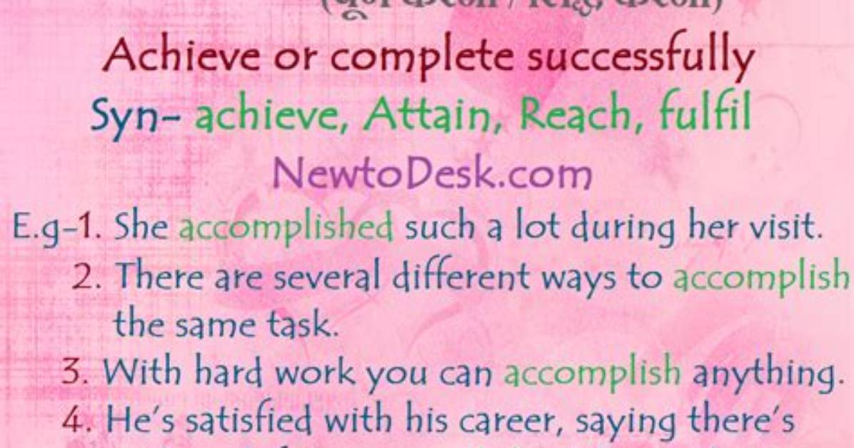Why Does Accomplished Mean?