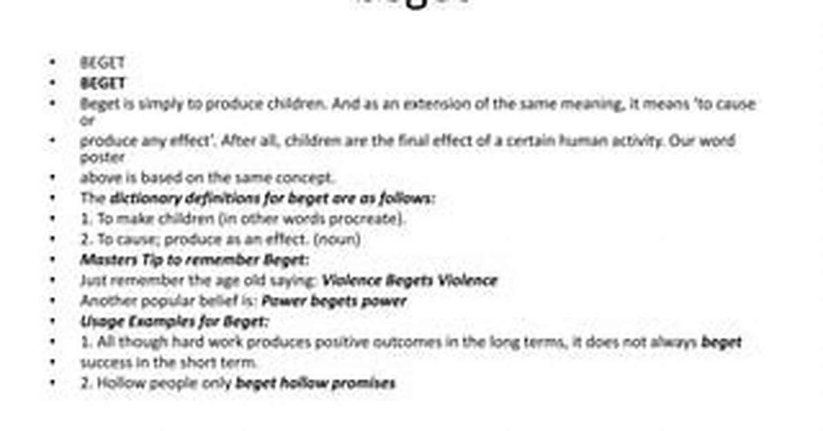 Why Does Beget Mean?