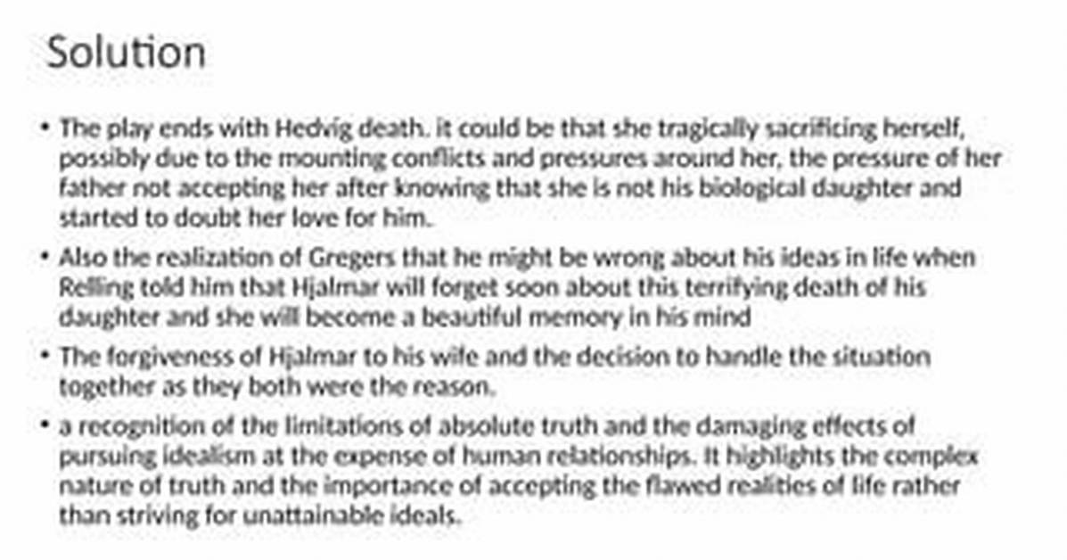 Why Does Hedvig Kill Herself