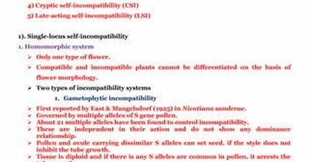 Why Does Self-Incompatibility Exist?