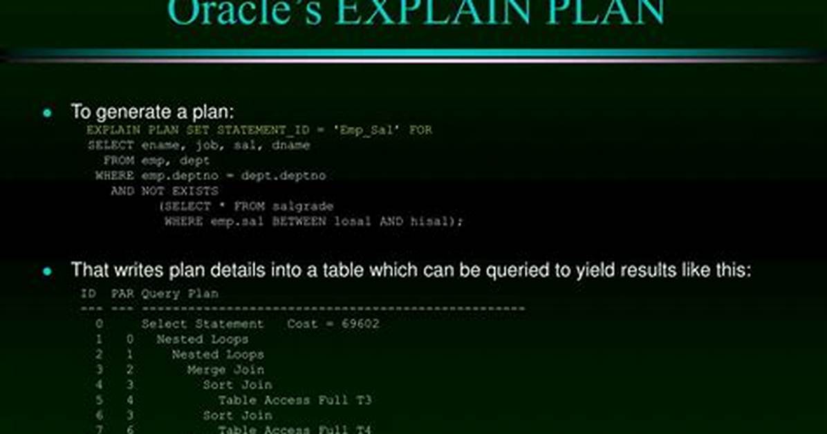 Why Explain Plan in Oracle?