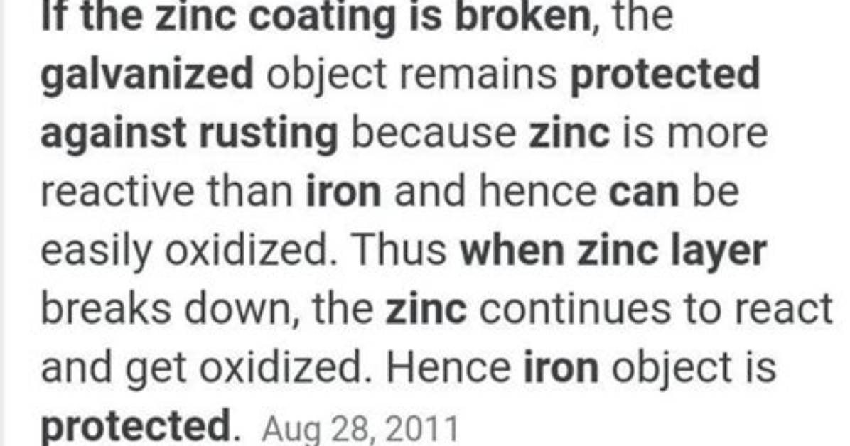Why Galvanised Article Protected?