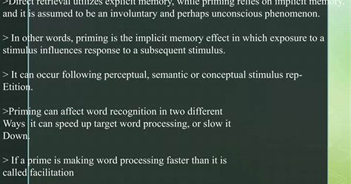 Why Is Priming Called Memoryless Memory?
