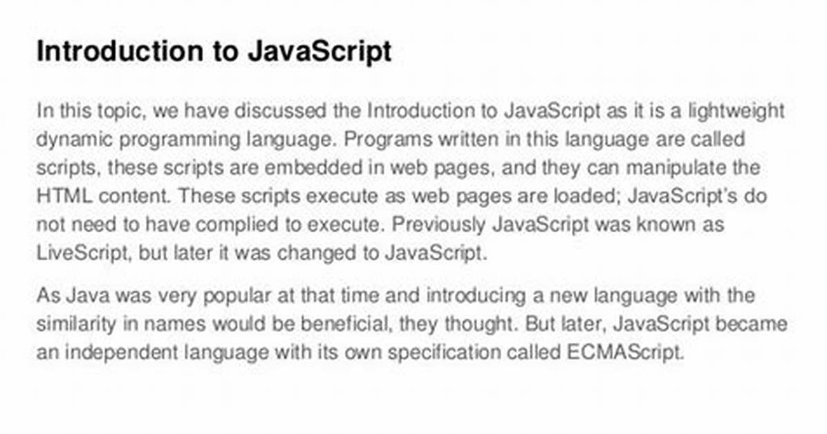 Why Javascript Is Called as Lightweight Programming Language?
