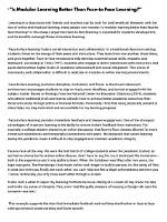 Why Modular Learning Is Better?