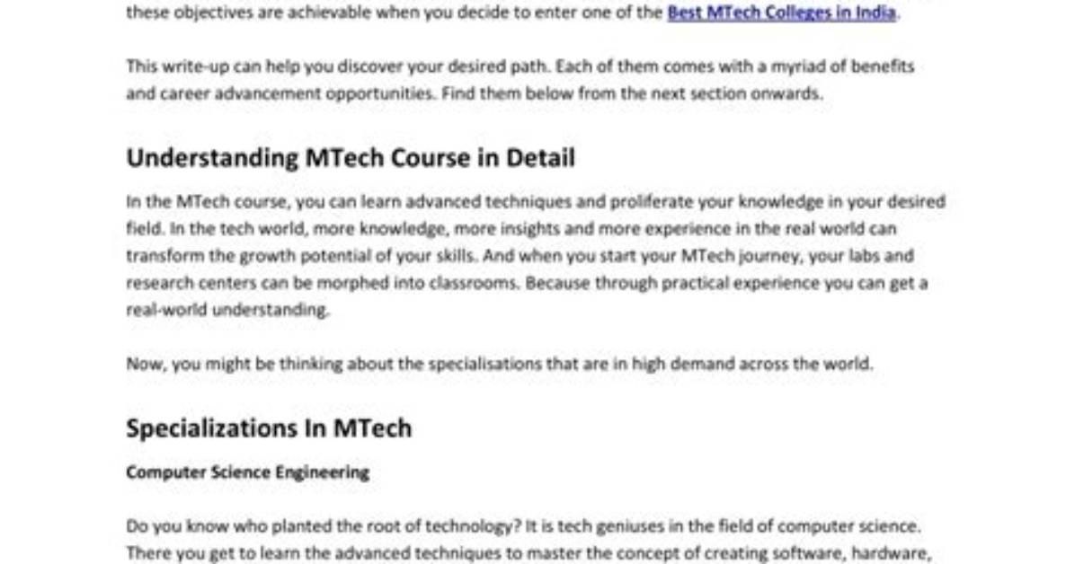 Why Mtech After Btech?
