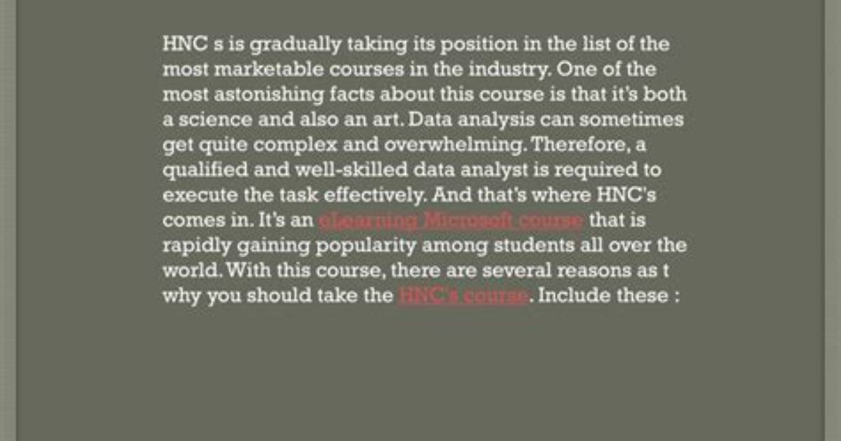 Why Study an Hnc?
