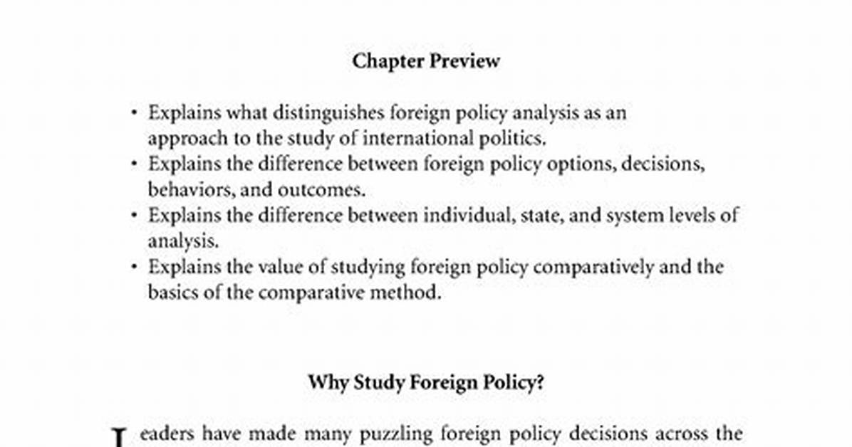 Why Study Foreign Policy Comparatively?
