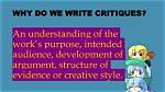 Why We Write Critiques?