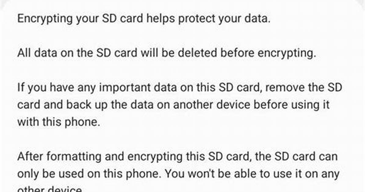 Will Encrypting Sd Card Delete Everything?