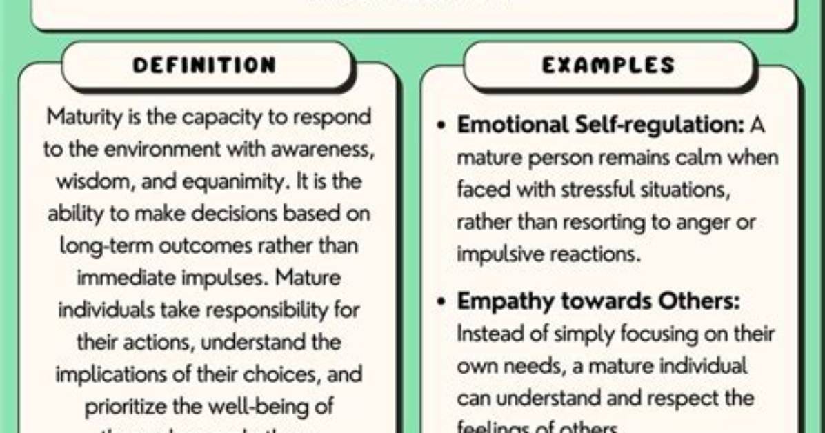 Will You Define Maturity?