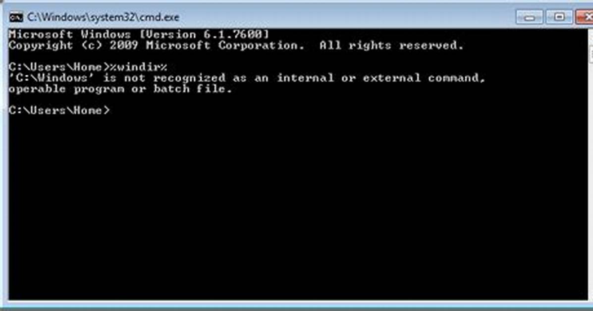 %Windir% Not Recognized Error