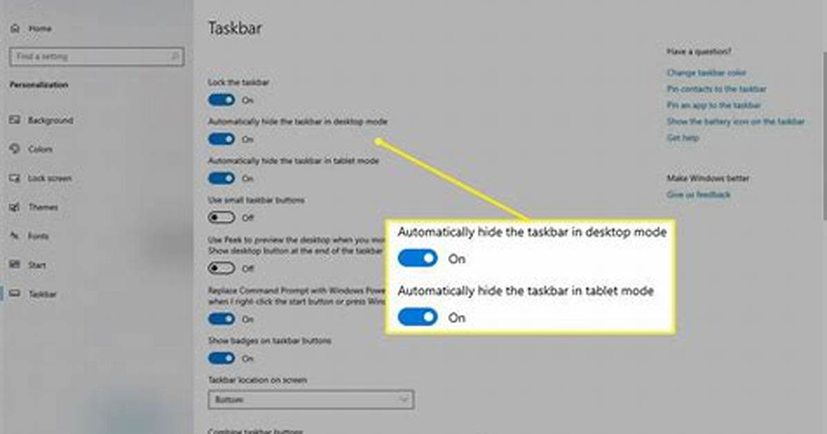 Windows 10 Task Bar Hide Immediately