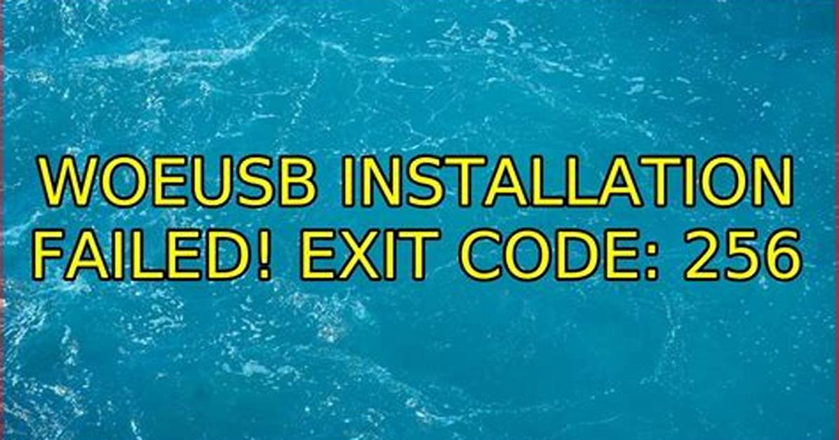 Woeusb Installation Failed! Exit Code: 256 [Duplicate]