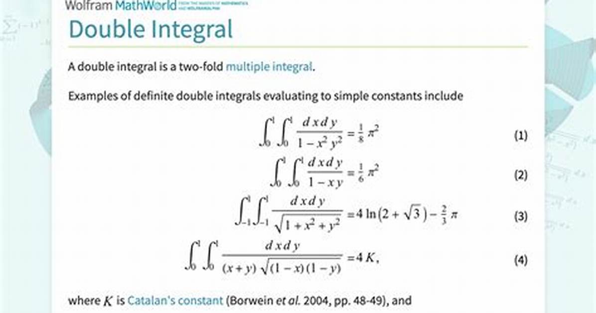 Wolfram Alpha, Double Integral over a Plot or Region