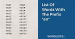 Words Created Using the Letters in 'Prefix'